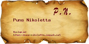 Puns Nikoletta névjegykártya