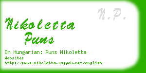 nikoletta puns business card